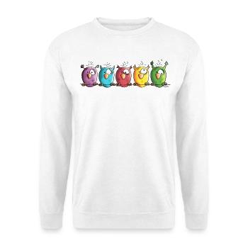Funny Owls - Eule - Vogel - Unisex Pullover - Weiß - Vorne