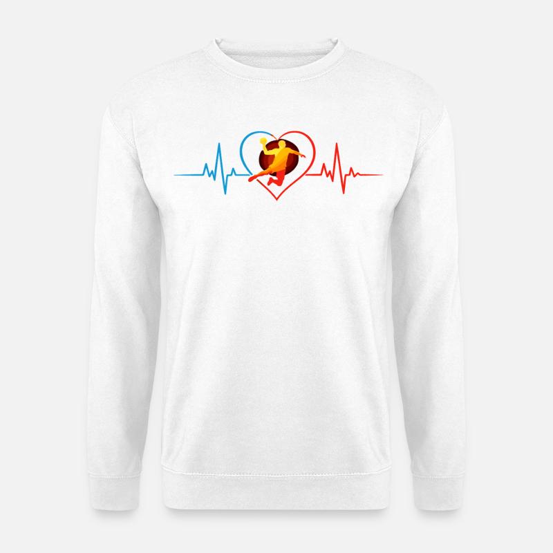 Handball Herzschlag – EKG Handballer - Unisex Pullover - Weiß