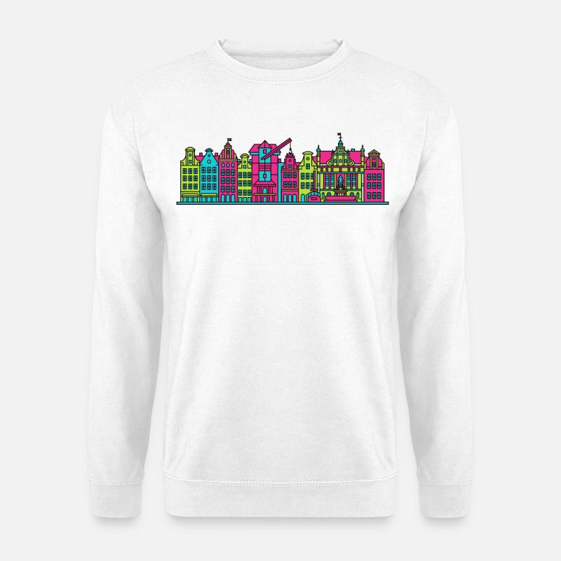 Gdaziger Stadtschirm Neptun-Brunnen-Kunst - Unisex Pullover - Weiß