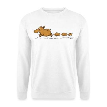 Wildschwein Mit Frischlingen Waltier Forst Jäger - Unisex Pullover - Weiß - Vorne
