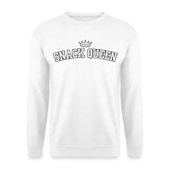 Snack Queen – lustige Krone und Snack-Lover-Design - Unisex Pullover - Weiß - Vorne - Alina (178cm) & Michal (187cm)