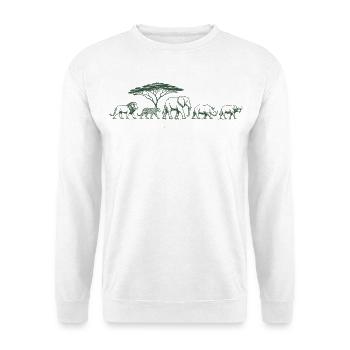 Big Five Safari Wildlife African Safari Animals - Unisex Pullover - Weiß - Vorne - Alina (178cm) & Michal (187cm)