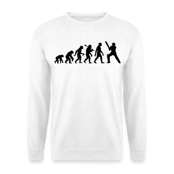 Cricket Evolution – Schlagmann – Ich Liebe Cricket - Unisex Pullover - Weiß - Vorne - Alina (178cm) & Michal (187cm)
