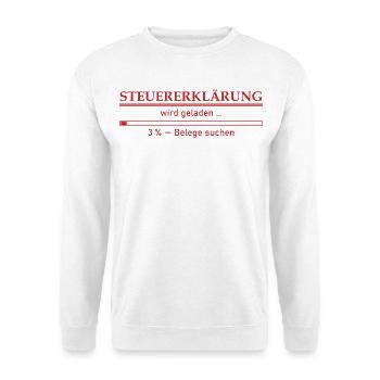 Steuererklärung Belege werden geladen - Lustig - Unisex Pullover - Weiß - Vorne - Alina (178cm) & Michal (187cm)