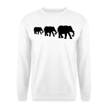 Elefanten, Elefantenfamilie, schwarze Silhouetten. - Unisex Pullover - Weiß - Vorne