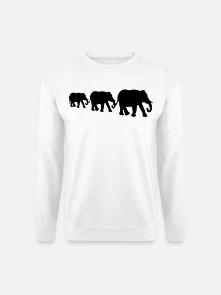 Elefanten, Elefantenfamilie, schwarze Silhouetten. - Unisex Pullover - Weiß