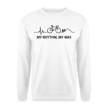 MY RHYTHM MY WAY (Herzschlag - Farbe anpassbar) - Unisex Pullover - Weiß - Vorne