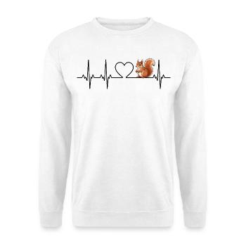 Herzschlag Eichhörnchens - Unisex Pullover - Weiß - Vorne - Alina (178cm) & Michal (187cm)