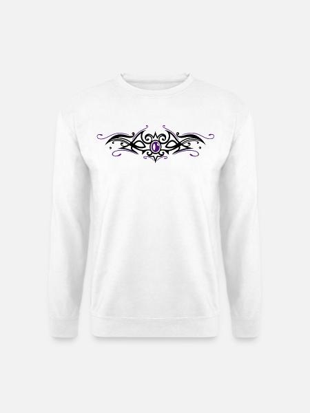Tribal Tattoo ornament with gemstone. - Unisex Sweatshirt - white
