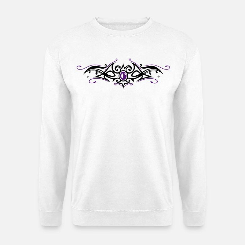 Tribal Tattoo Ornament mit Edelstein - Unisex Pullover - Weiß