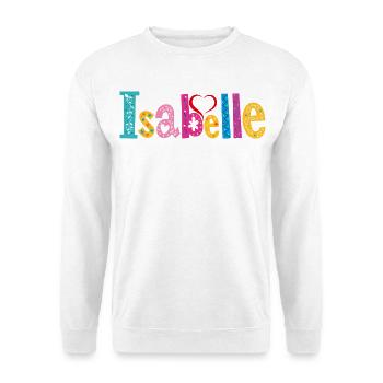 Personalisierter Isabelle-Name - Unisex Pullover - Weiß - Vorne - Alina (178cm) & Michal (187cm)