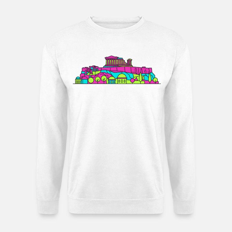 Athener Stadtsilhuete Akropolis Parthenon Kunst - Unisex Pullover - Weiß
