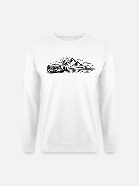 Campingauto Landschaft - Unisex Pullover - Weiß