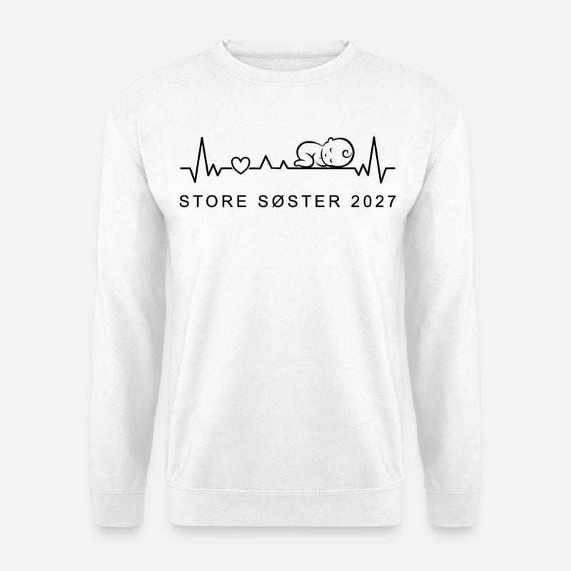 Große Schwester 2027 Herzschlag Dänisch - Unisex Pullover - Weiß