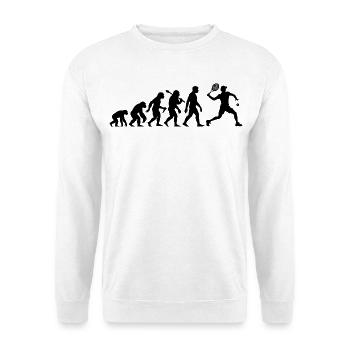 Tennisspieler Evolution für Spieler und Trainer - Unisex Pullover - Weiß - Vorne - Alina (178cm) & Michal (187cm)