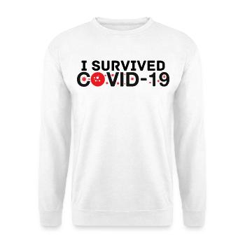 Ich habe Covid-19 überlebt - Unisex Pullover - Weiß - Vorne - Alina (178cm) & Michal (187cm)