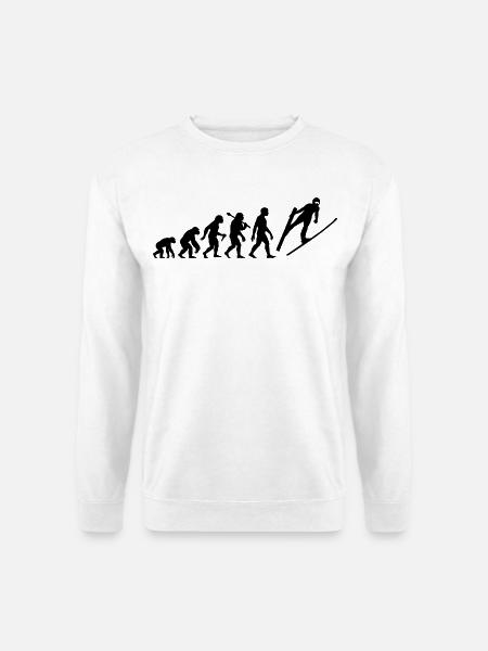 Skispringen Evolution Skispringer Im Flug - Unisex Pullover - Weiß