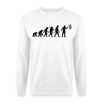 Darts Evolution Dart Zielen Auf Zielscheibe - Unisex Pullover - Weiß - Vorne - Alina (178cm) & Michal (187cm)