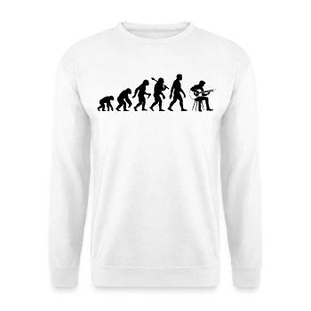 Akustikgitarre Evolution Gitarrenspieler Gitarrist - Unisex Pullover - Weiß - Vorne - Alina (178cm) & Michal (187cm)