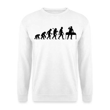 DJ Evolution Deejay Disc-Jockey Mischpult + Venyl - Unisex Pullover - Weiß - Vorne - Alina (178cm) & Michal (187cm)