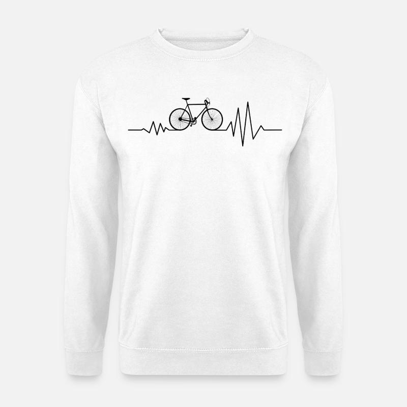 Lebendige Fahrradskizze im Herzschlag Design - Unisex Pullover - Weiß