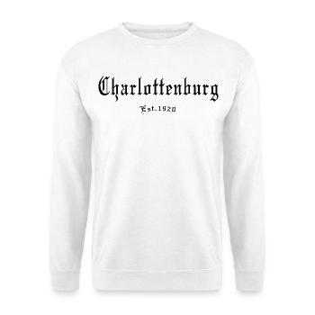 Charlottenburg 1920 Vintage Fraktur Berliner - Unisex Pullover - Weiß - Vorne - Alina (178cm) & Michal (187cm)