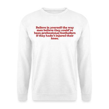 Believe In Yourself Footballer - Unisex Pullover - Weiß - Vorne - Alina (178cm) & Michal (187cm)