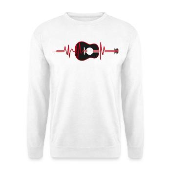 Silhouette einer Gitarre in einem Herzschlag. - Unisex Pullover - Weiß - Vorne