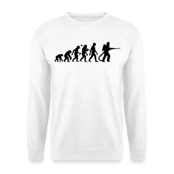 Feuerwehr Feuerwehrmann Evolution Für Den Einsatz - Unisex Pullover - Weiß - Vorne - Alina (178cm) & Michal (187cm)