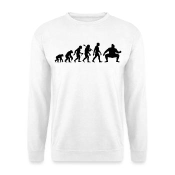 Sumo-Ringer Evolution Fan Japanischer Kampfkunst - Unisex Pullover - Weiß - Vorne - Alina (178cm) & Michal (187cm)