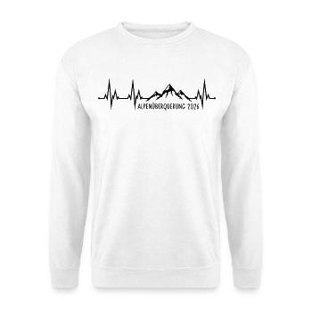 Alpenüberquerung 2026 - Herzschlag Berge Wandern   - Unisex Pullover - Weiß - Vorne