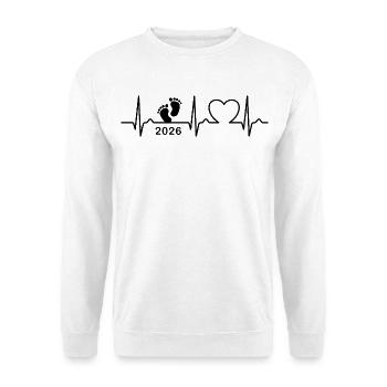EKG Kurve - Herzkurve - Baby 2026 - Schwanger - Unisex Pullover - Weiß - Vorne
