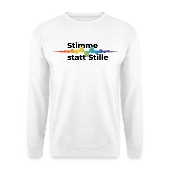 Stimme statt Stille Pride CSD Tonwelle Regenbogen - Unisex Pullover - Weiß - Vorne