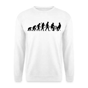 Schach Schachspieler Evolution mit Schachbrett - Unisex Pullover - Weiß - Vorne - Alina (178cm) & Michal (187cm)