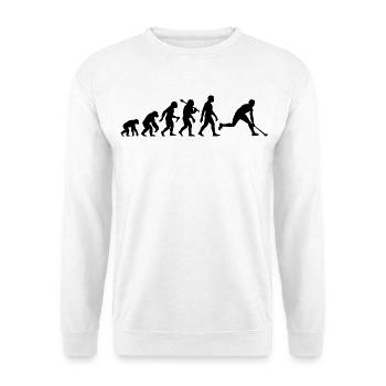 Feldhockey Evolution Für Hockey Spieler Sport - Unisex Pullover - Weiß - Vorne - Alina (178cm) & Michal (187cm)