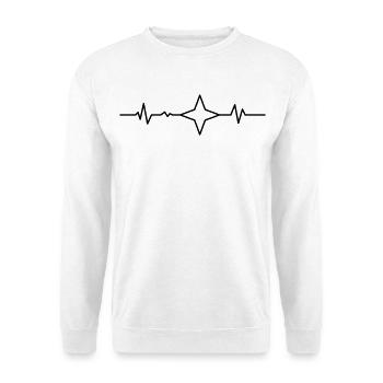 Weihnachten EKG Stern – Herzschlag Weihnachtsliebe - Unisex Pullover - Weiß - Vorne - Alina (178cm) & Michal (187cm)