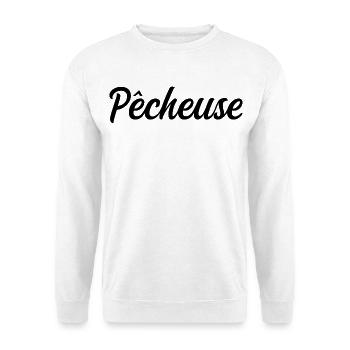 Pêcheuse Pêche Pêcheur Canne Eau Loisir Nature - Sweat-shirt Unisexe - blanc - Devant