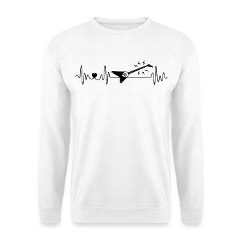 Herzschlag E-Guitarre Bass Für Guitarrist Bassist - Unisex Pullover - Weiß - Vorne - Alina (178cm) & Michal (187cm)