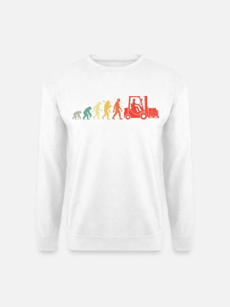 Retro Gabelstapler Evolution Für Staplerfahrer - Unisex Pullover - Weiß