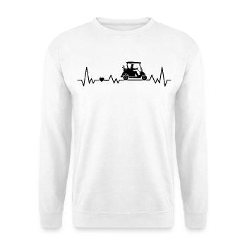 Golf Herzschlag Golfwagen Für Golfer Golfspieler - Unisex Pullover - Weiß - Vorne - Alina (178cm) & Michal (187cm)