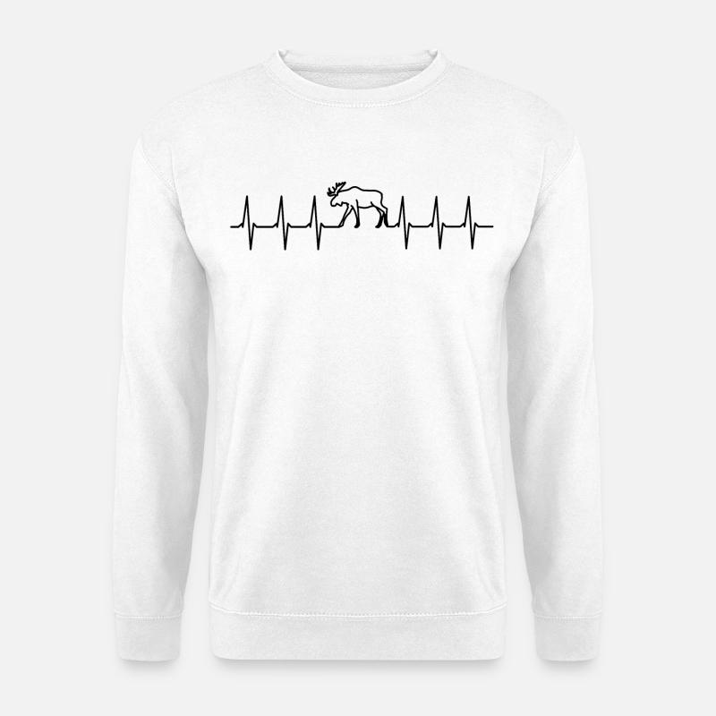 Elch - Herzschlag - Autoaufkleber - Unisex Pullover - Weiß