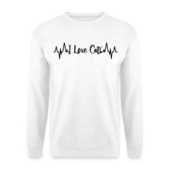 I Love Cats Herzklopfen - Unisex Pullover - Weiß - Vorne