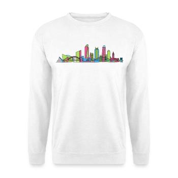Newcastle City Skyline NSW Moderne Linienkunst - Unisex Pullover - Weiß - Vorne