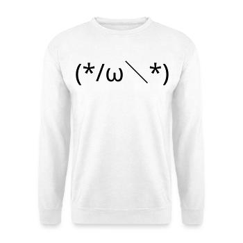 Verlegenes Emote (*/ω＼*) schüchtern Kaomoji - Unisex Pullover - Weiß - Vorne