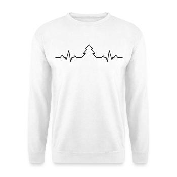 Weihnachtsbaum EKG - Herzschlag Weihnachten - Unisex Pullover - Weiß - Vorne - Alina (178cm) & Michal (187cm)