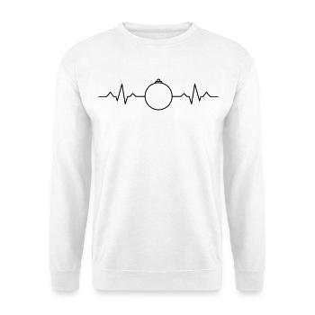 Weihnachtskugel mit EKG Herzschlag - Unisex Pullover - Weiß - Vorne - Alina (178cm) & Michal (187cm)