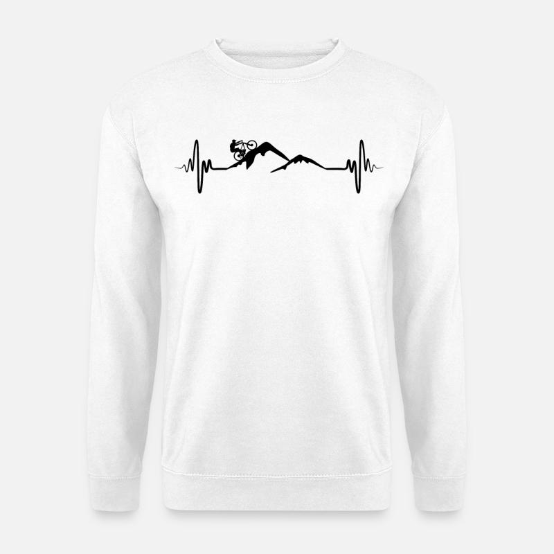 Mountainbiker EKG Herzklopfen - Unisex Pullover - Weiß