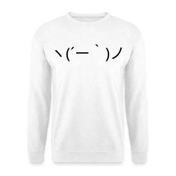 Entspanntes Emote ヽ(´ー｀)ノ sorglos Kaomoji - Unisex Pullover - Weiß - Vorne
