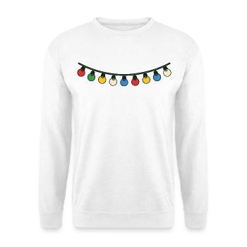 Festliche Weihnachtslichter im Weihnachtsglanz - Unisex Pullover - Weiß - Vorne - Alina (178cm) & Michal (187cm)