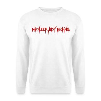 Techno Rave – No Sleep Just Techno - Unisex Pullover - Weiß - Vorne - Alina (178cm) & Michal (187cm)